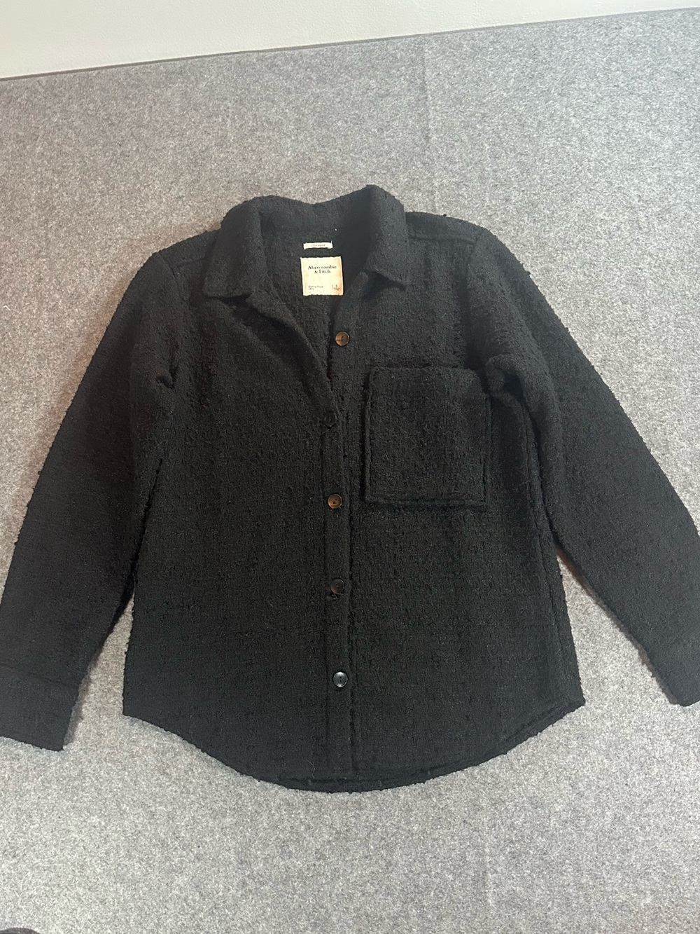 Abercrombie & Fitch Black Button-Up Thick Shirt